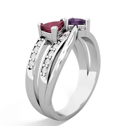 Ruby Bowtie 14K White Gold ring R2360