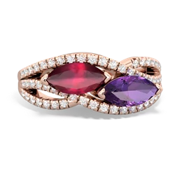 Ruby Diamond Rivers 14K Rose Gold ring R3070