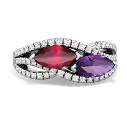 Ruby Diamond Rivers 14K White Gold ring R3070