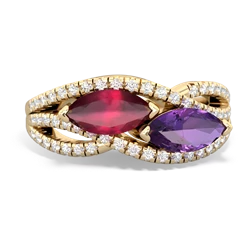 Ruby Diamond Rivers 14K Yellow Gold ring R3070