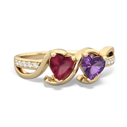 Ruby Side By Side 14K Yellow Gold ring R3090