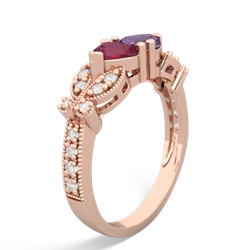 Ruby Diamond Butterflies 14K Rose Gold ring R5601