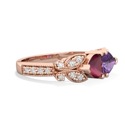 Ruby Diamond Butterflies 14K Rose Gold ring R5601