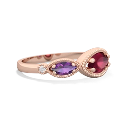 Ruby Milgrain Marquise 14K Rose Gold ring R5700