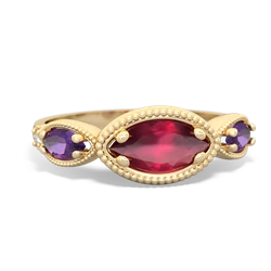 Ruby Milgrain Marquise 14K Yellow Gold ring R5700