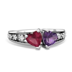 Ruby Heart To Heart 14K White Gold ring R3342