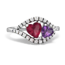 Ruby Mother And Child 14K White Gold ring R3010