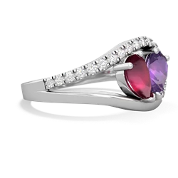 Ruby Nestled Heart Keepsake 14K White Gold ring R5650