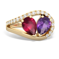 Ruby Nestled Heart Keepsake 14K Yellow Gold ring R5650