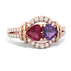 Ruby Art-Deco Keepsake 14K Rose Gold ring R5630