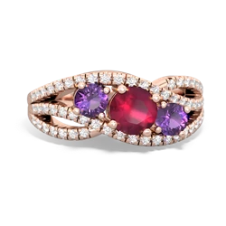 Ruby Three Stone Aurora 14K Rose Gold ring R3080