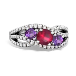 Ruby Three Stone Aurora 14K White Gold ring R3080