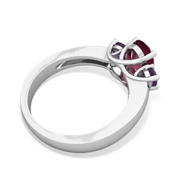 Ruby Three Stone Oval Trellis 14K White Gold ring R4024