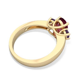 Ruby Three Stone Oval Trellis 14K Yellow Gold ring R4024