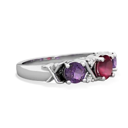 Ruby Hugs And Kisses 14K White Gold ring R5016