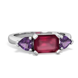 Ruby Three Stone 14K White Gold ring R5235