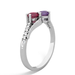 Ruby Infinity Pave Two Stone 14K White Gold ring R5285