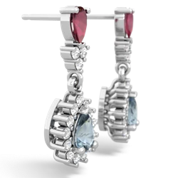 Ruby Halo Pear Dangle 14K White Gold earrings E1882