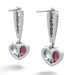 Ruby Filligree Heart 14K White Gold earrings E5070