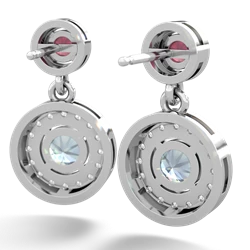 Ruby Halo Dangle 14K White Gold earrings E5319