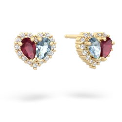 Ruby Halo 14K Yellow Gold earrings E7008