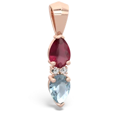 Ruby Bowtie Drop 14K Rose Gold pendant P0865
