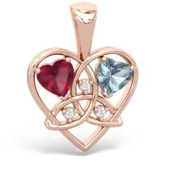 Ruby Celtic Trinity Heart 14K Rose Gold pendant P5331