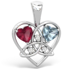 Ruby Celtic Trinity Heart 14K White Gold pendant P5331