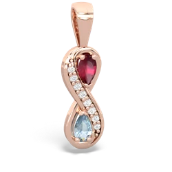 Ruby Diamond Infinity 14K Rose Gold pendant P5390