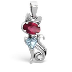 Ruby Kitten 14K White Gold pendant P5780