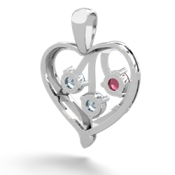 Ruby Glowing Heart 14K White Gold pendant P2233