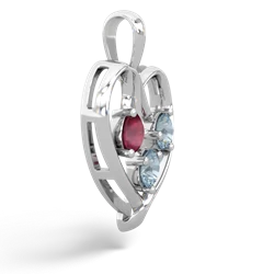 Ruby Glowing Heart 14K White Gold pendant P2233