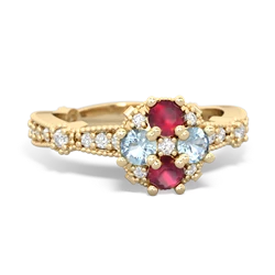 Ruby Sparkling Tiara Cluster 14K Yellow Gold ring R26293RD