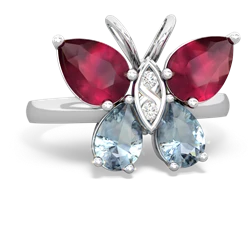 Ruby Butterfly 14K White Gold ring R2215