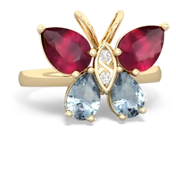 Ruby Butterfly 14K Yellow Gold ring R2215