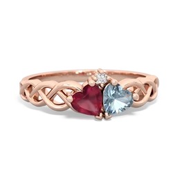 Ruby Heart To Heart Braid 14K Rose Gold ring R5870