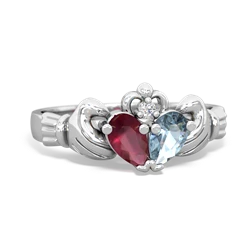 Ruby 'Our Heart' Claddagh 14K White Gold ring R2388