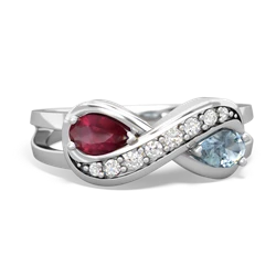 Ruby Diamond Infinity 14K White Gold ring R5390