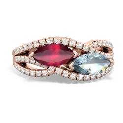 Ruby Diamond Rivers 14K Rose Gold ring R3070