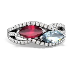 Ruby Diamond Rivers 14K White Gold ring R3070