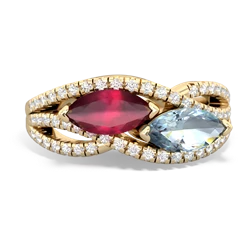 Ruby Diamond Rivers 14K Yellow Gold ring R3070