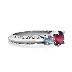 Ruby Art Deco Eternal Embrace Engagement 14K White Gold ring C2003