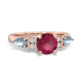 Ruby 6Mm Round Eternal Embrace Engagement 14K Rose Gold ring R2005