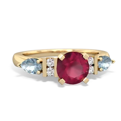 Ruby 6Mm Round Eternal Embrace Engagement 14K Yellow Gold ring R2005