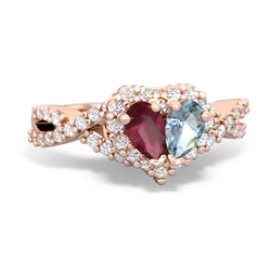 Ruby Diamond Twist 'One Heart' 14K Rose Gold ring R2640HRT
