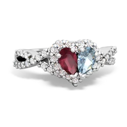 Ruby Diamond Twist 'One Heart' 14K White Gold ring R2640HRT