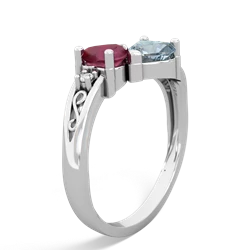 Ruby Snuggling Hearts 14K White Gold ring R2178