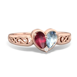 Ruby Filligree 'One Heart' 14K Rose Gold ring R5070