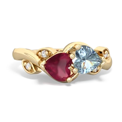 Ruby Floral Elegance 14K Yellow Gold ring R5790