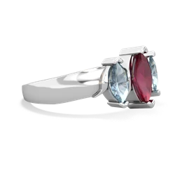 Ruby Three Peeks 14K White Gold ring R2433